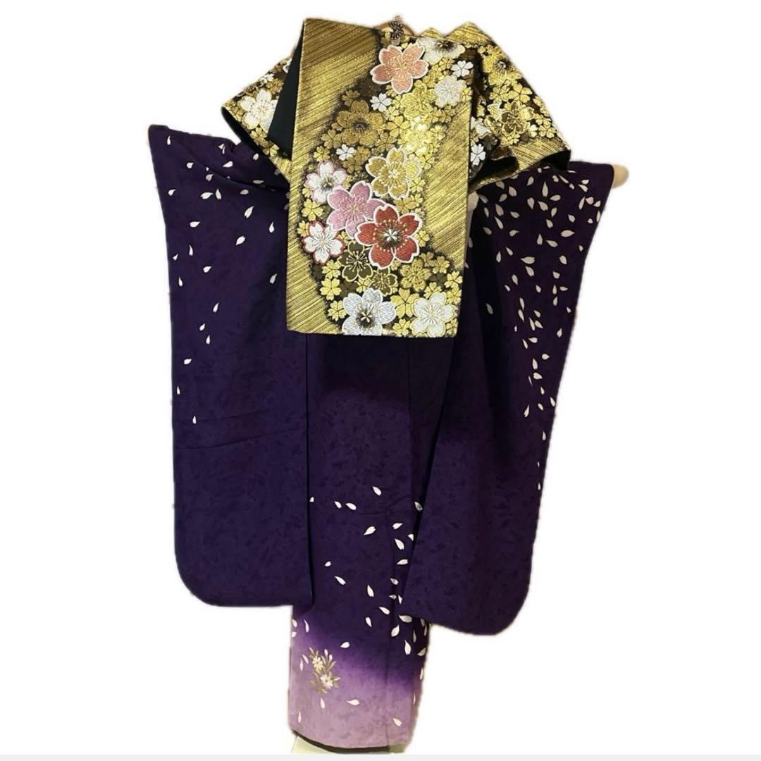 夜桜♡豪華刺繍 振袖フルセット 濃紫 枝垂れ桜 Sサイズ 成人式 小柄な方