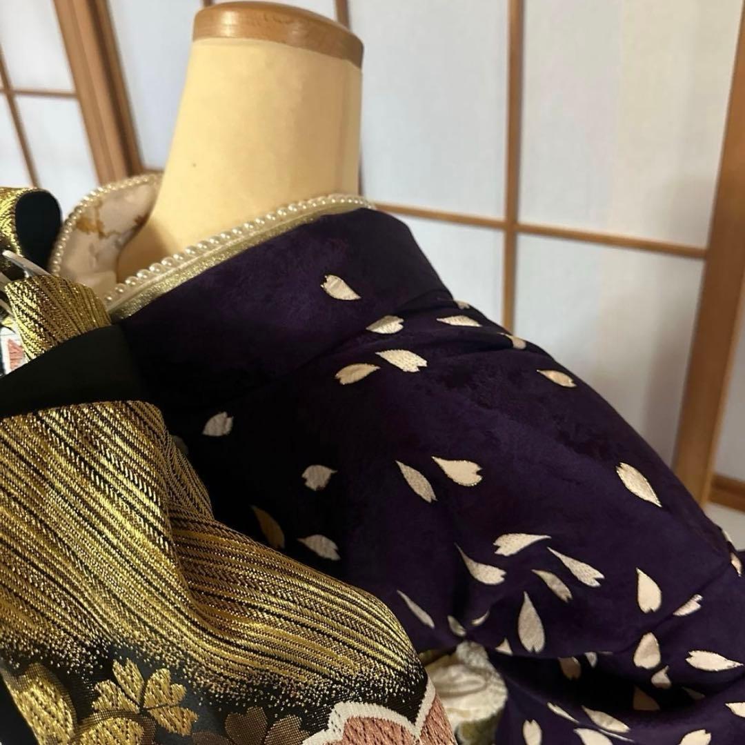 夜桜♡豪華刺繍 振袖フルセット 濃紫 枝垂れ桜 Sサイズ 成人式 小柄な方