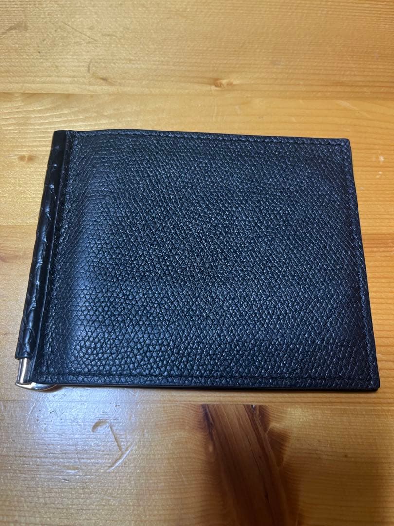 カミーユフォルネ　クロコダイル　マネークリップ　ブラック　ワニ革