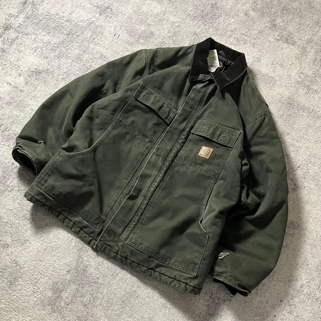 Carharttカーハート00sトラディショナルジャケットダック地裏モスグリーン