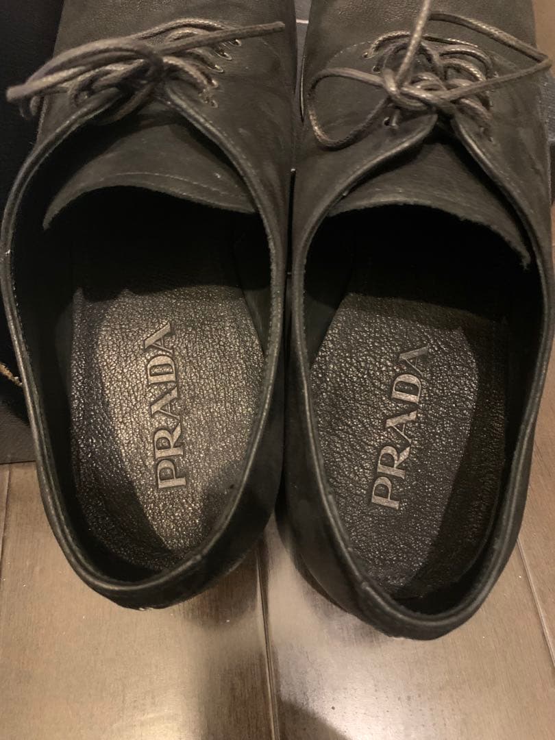 PRADA メンズ レザー レースアップ シューズ 黒 サイズ27cm 箱付き