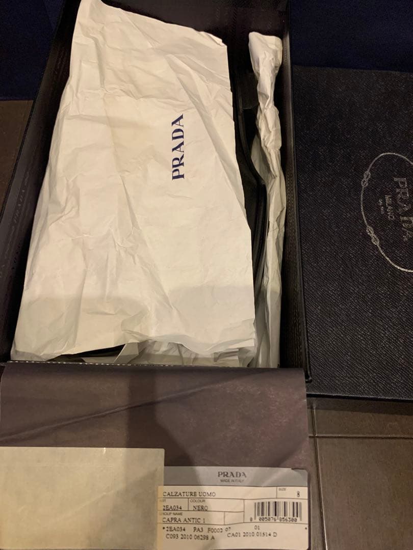 PRADA メンズ レザー レースアップ シューズ 黒 サイズ27cm 箱付き