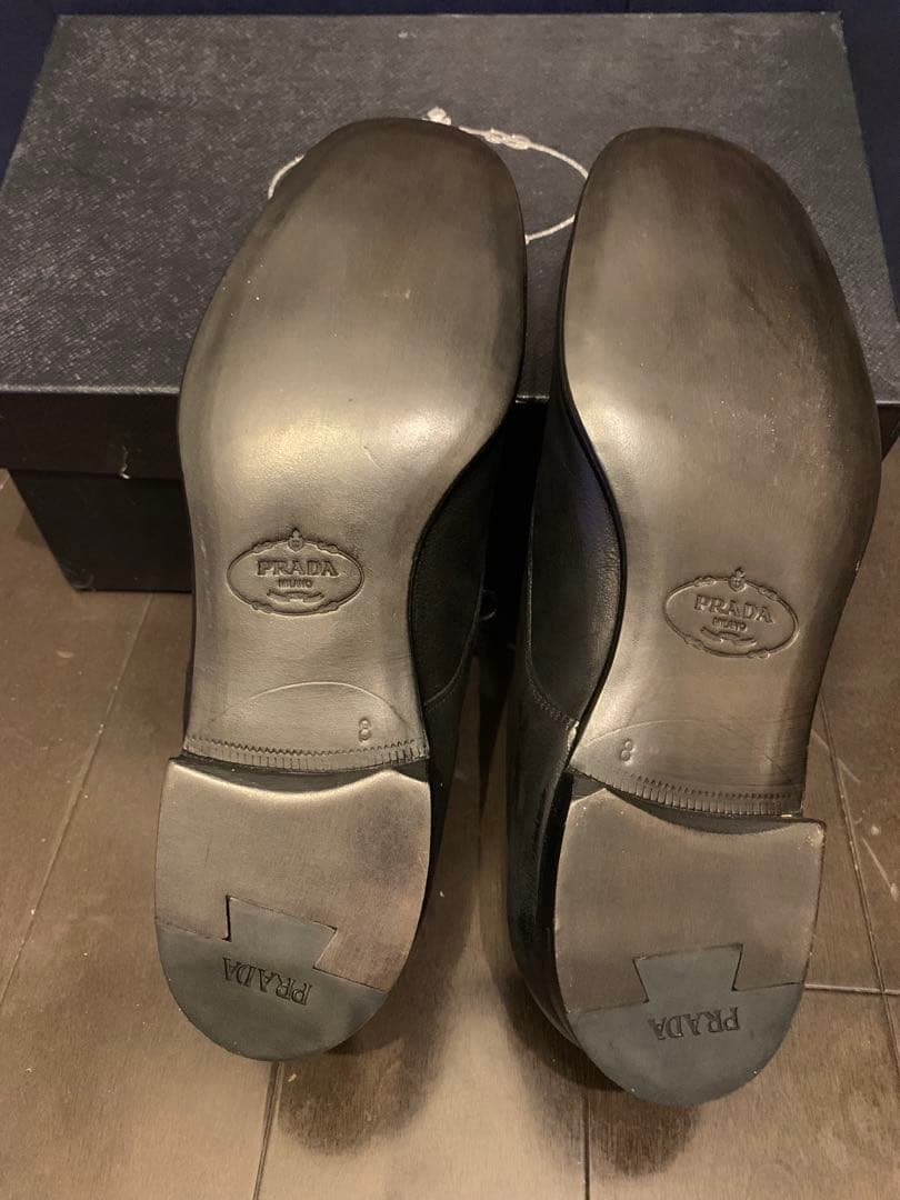 PRADA メンズ レザー レースアップ シューズ 黒 サイズ27cm 箱付き