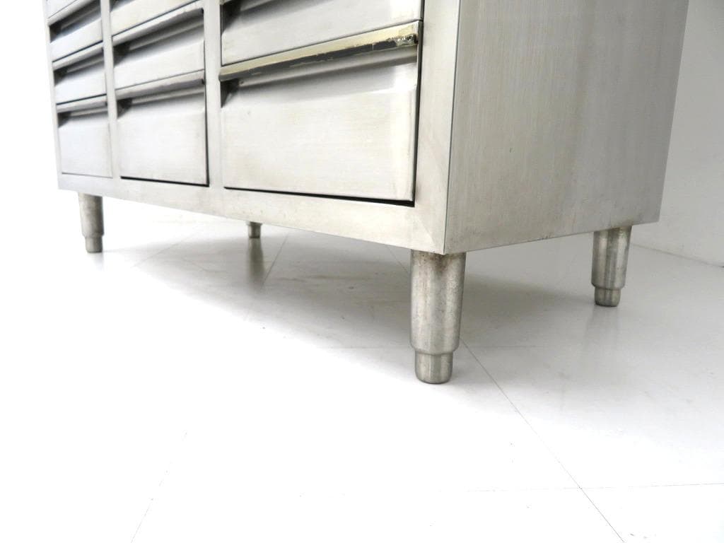 ステンレス　モダン　収納　キャビネット　ドロアー　工具箱　サイドボード