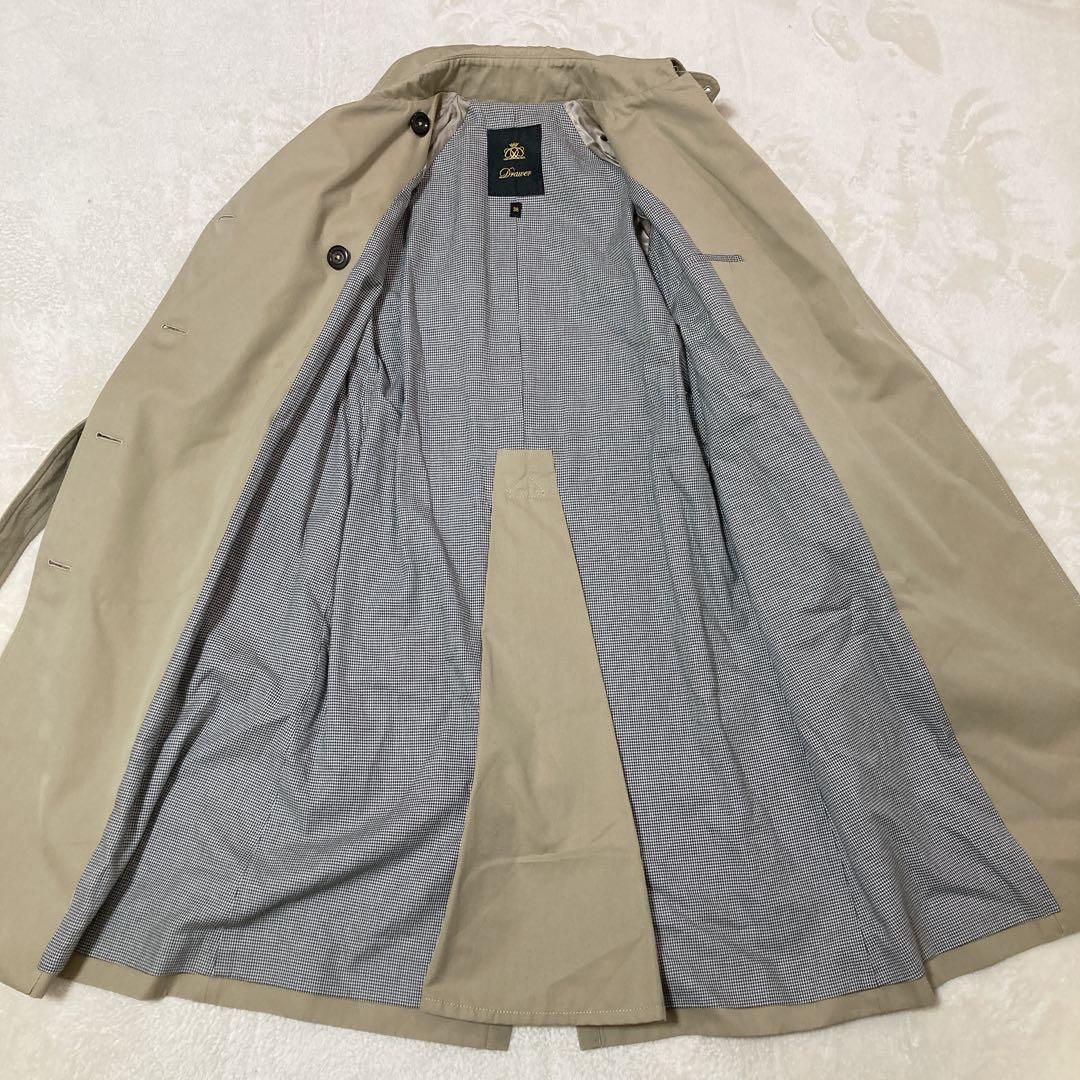 【美品】Drawe ドロワー トレンチコート ダブル ベルト付き 千鳥柄 38