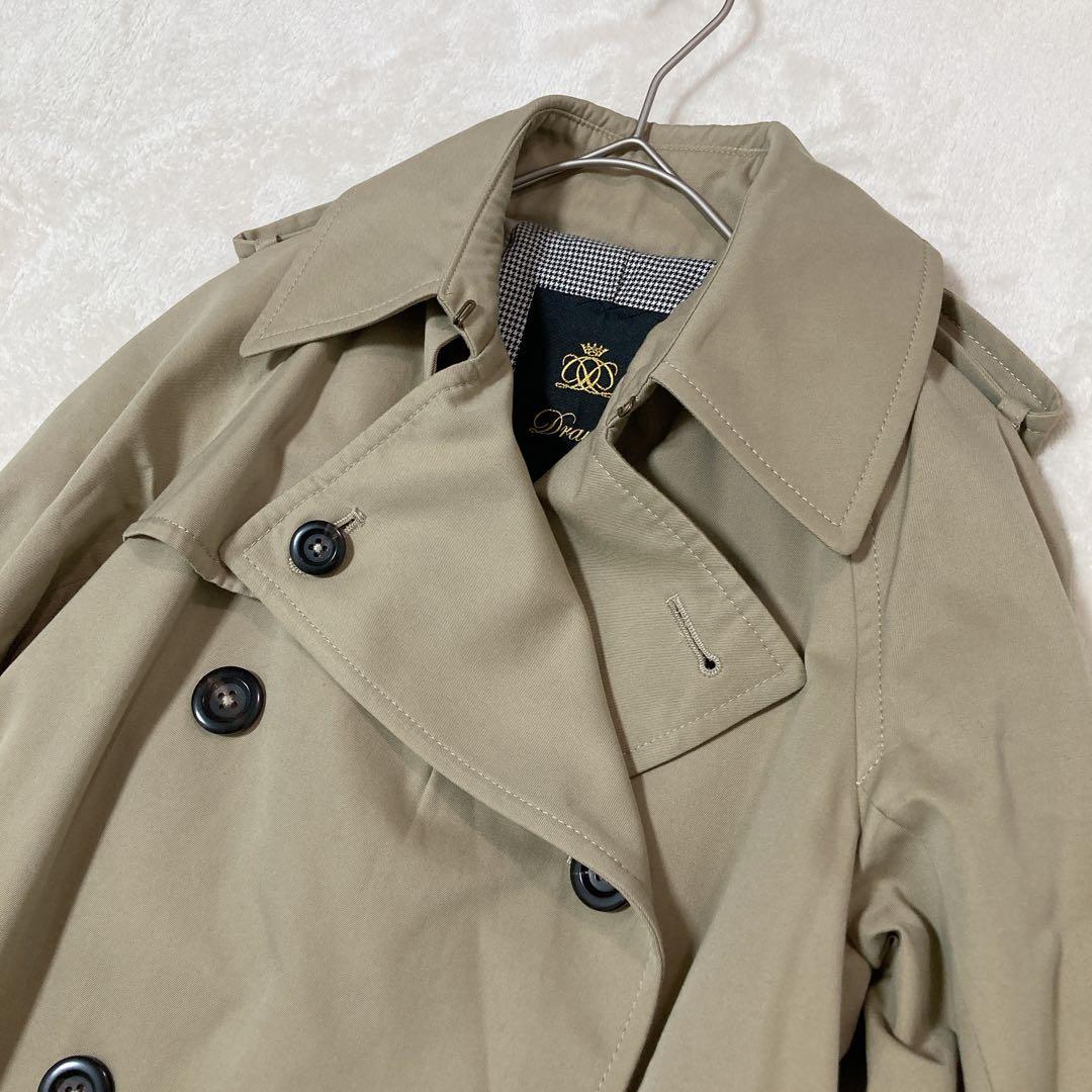 【美品】Drawe ドロワー トレンチコート ダブル ベルト付き 千鳥柄 38