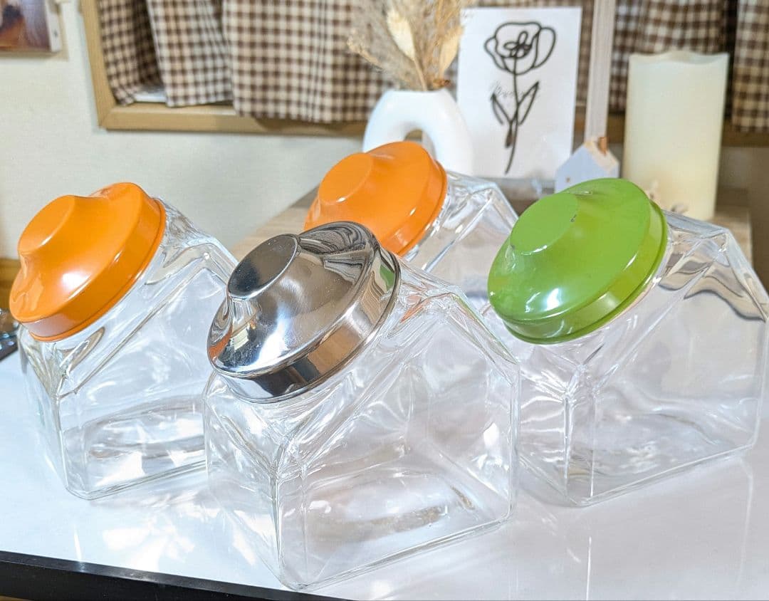 ❲単品購入可☆❳ アンティーク 昭和レトロ ガラス瓶 猫瓶 4個セット