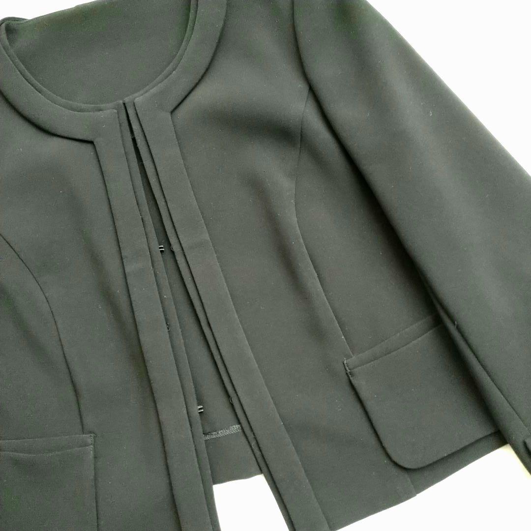 フォクシーニューヨーク ノーカラージャケット ショート丈 七分袖 黒 38