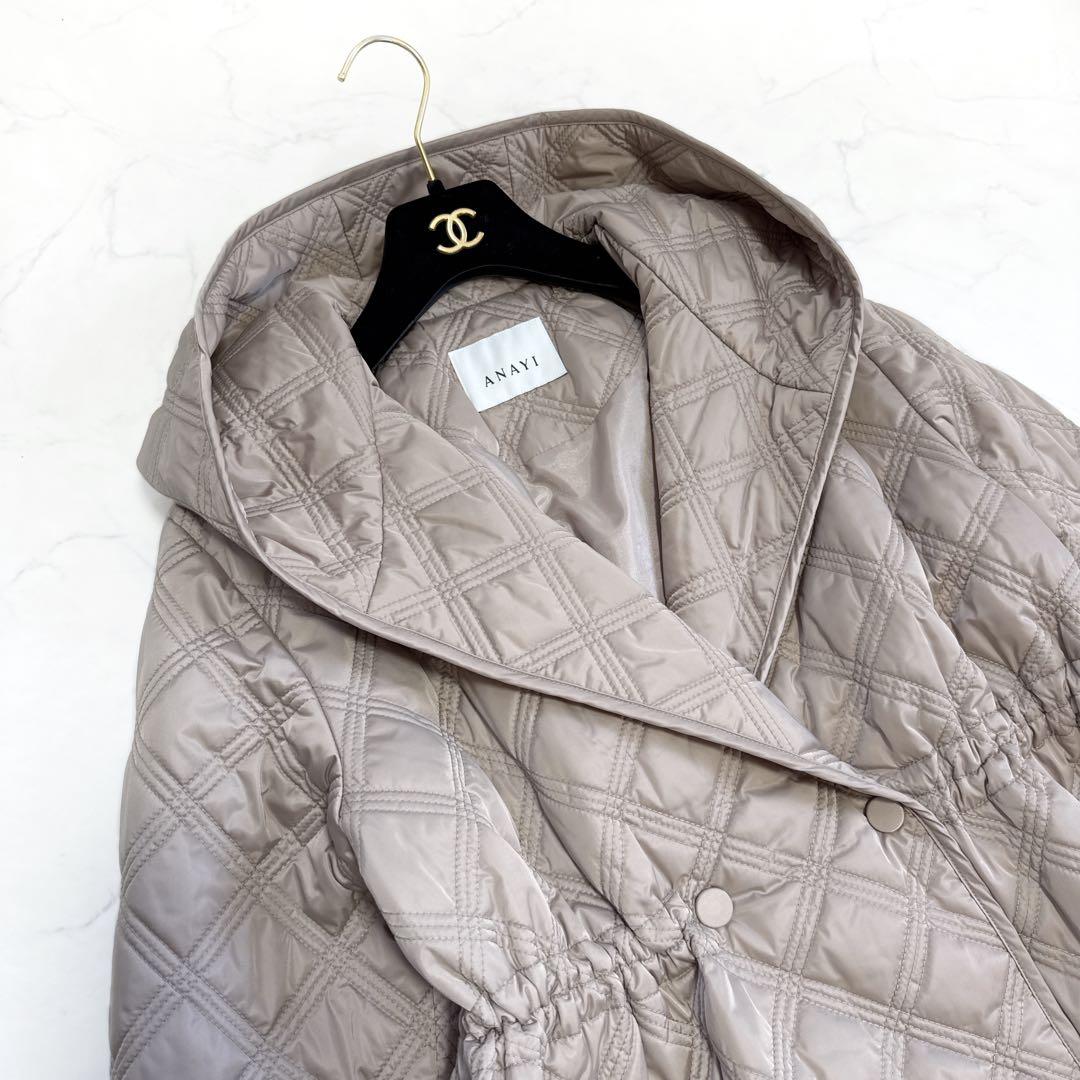 24AW アナイ ANAYI キルティングフードコート 36 ベージュ系