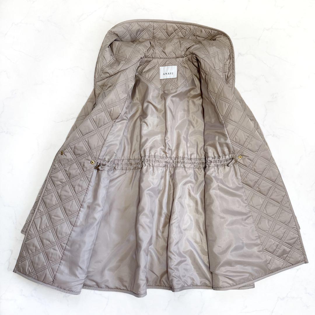 24AW アナイ ANAYI キルティングフードコート 36 ベージュ系