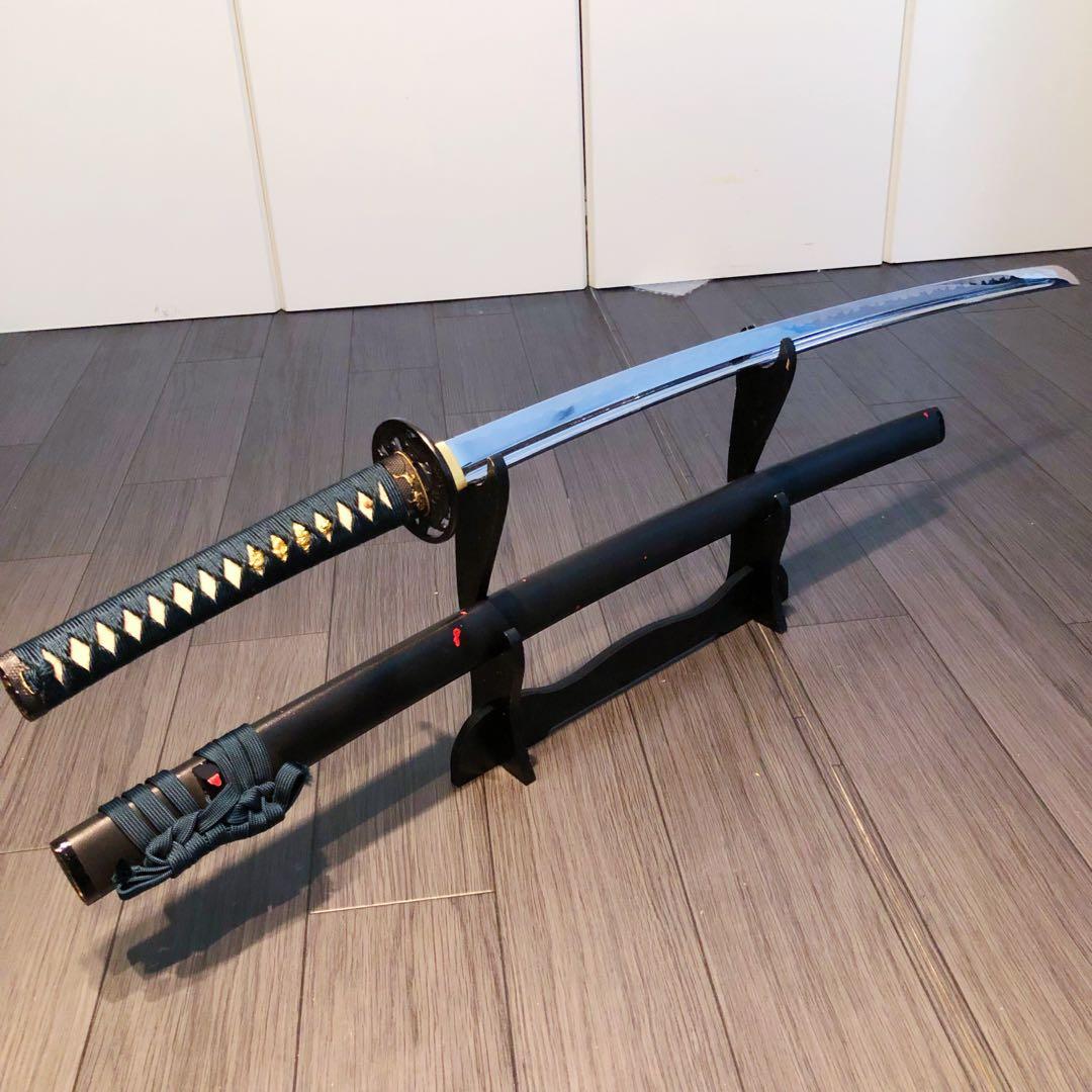 高級模造刀　居合刀　樋入り刀身　緑拵え　太刀　本格模造刀