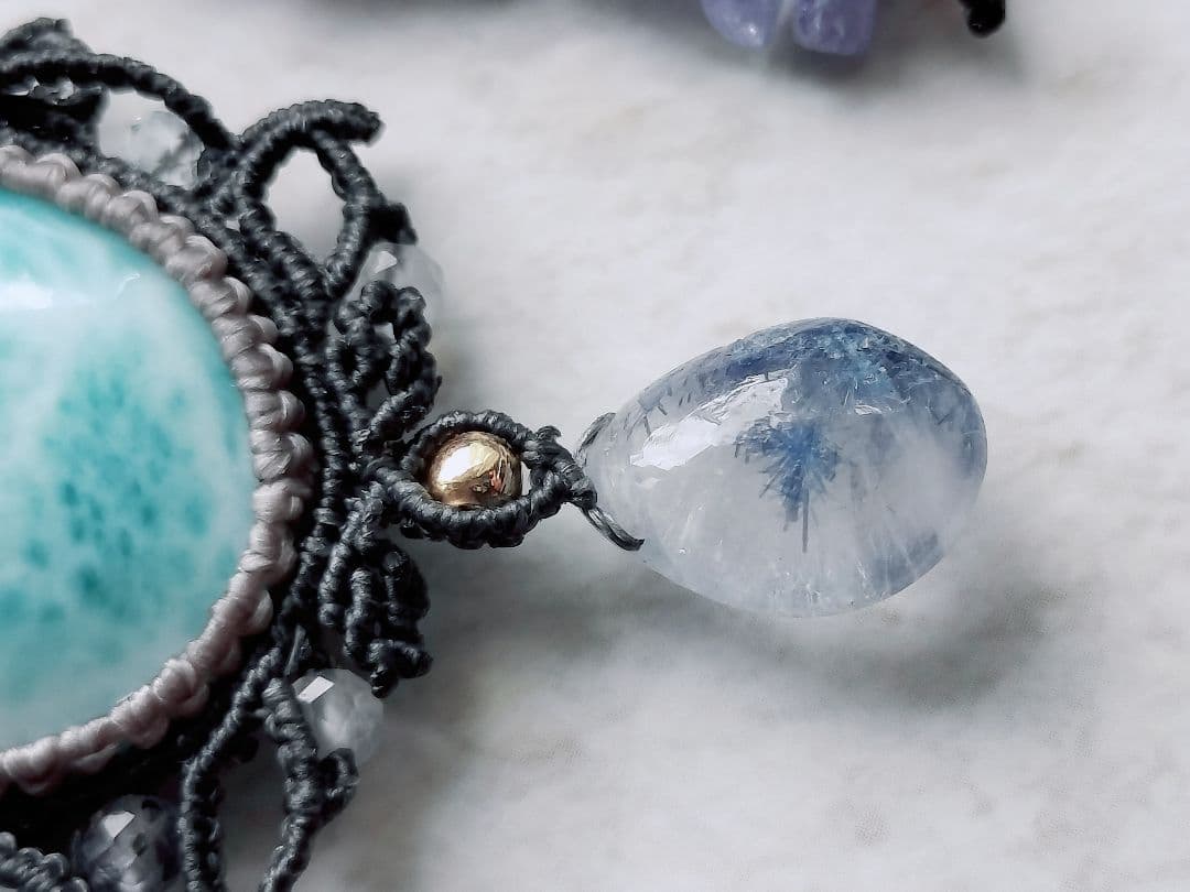 ラリマーマクラメネックレス✼碧音✼