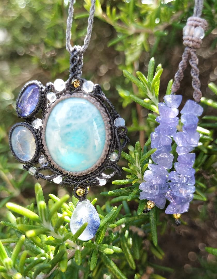 ラリマーマクラメネックレス✼碧音✼