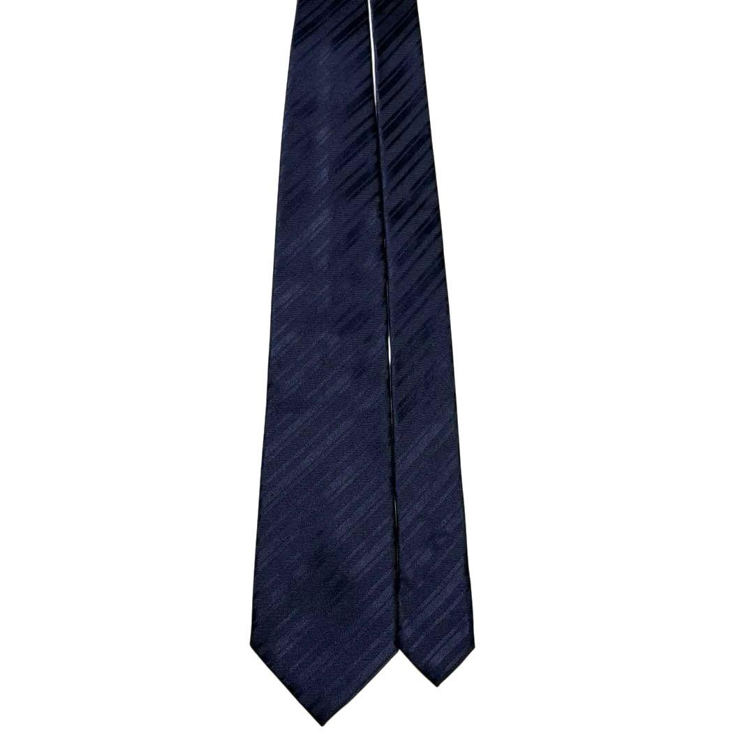 ポールスミス　ネクタイ　ネイビー　無地　ソリッド　ストライプ　肉厚　光沢　美品