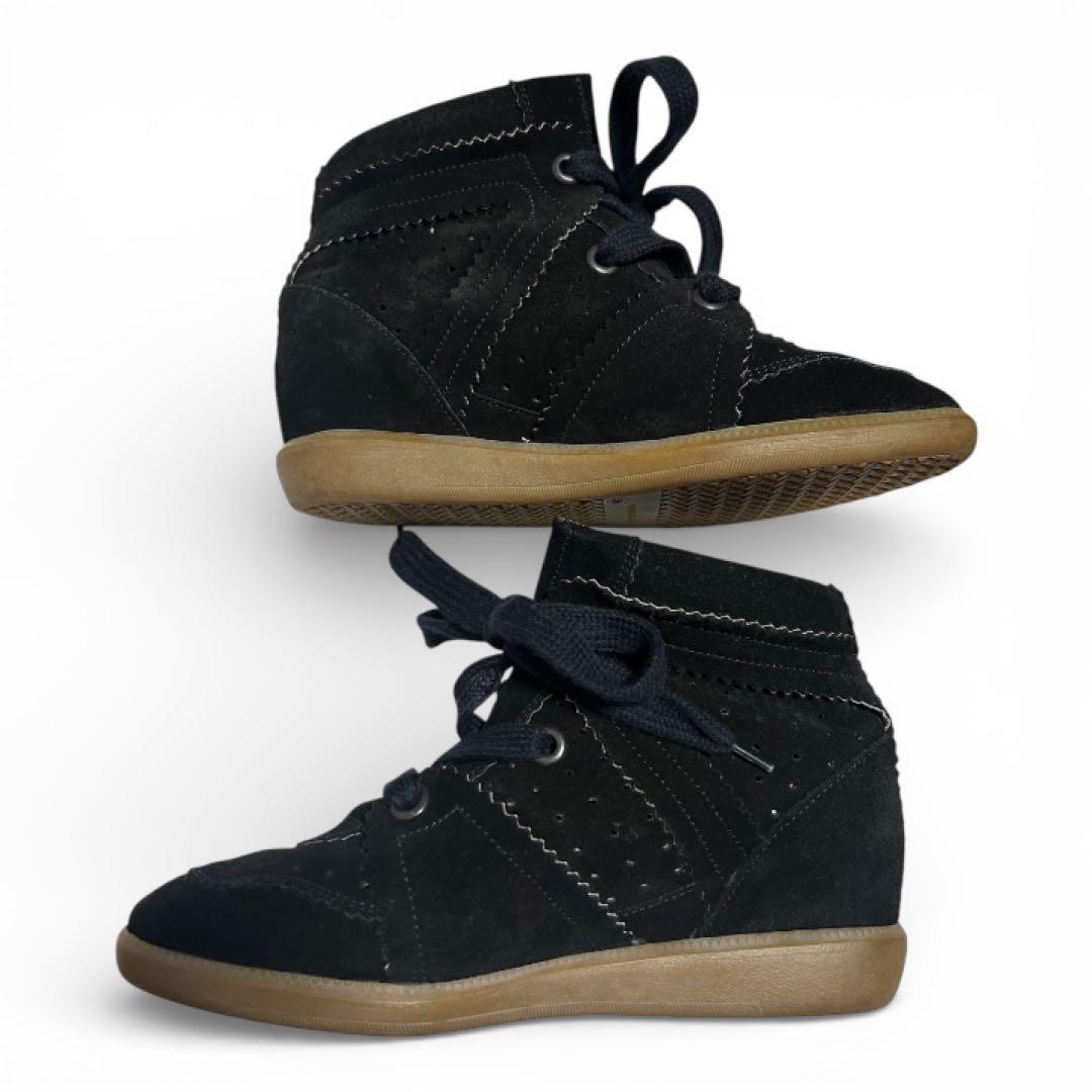 【ISABEL MARANT】黒スエードウェッジヒールスニーカー【美品】24cm