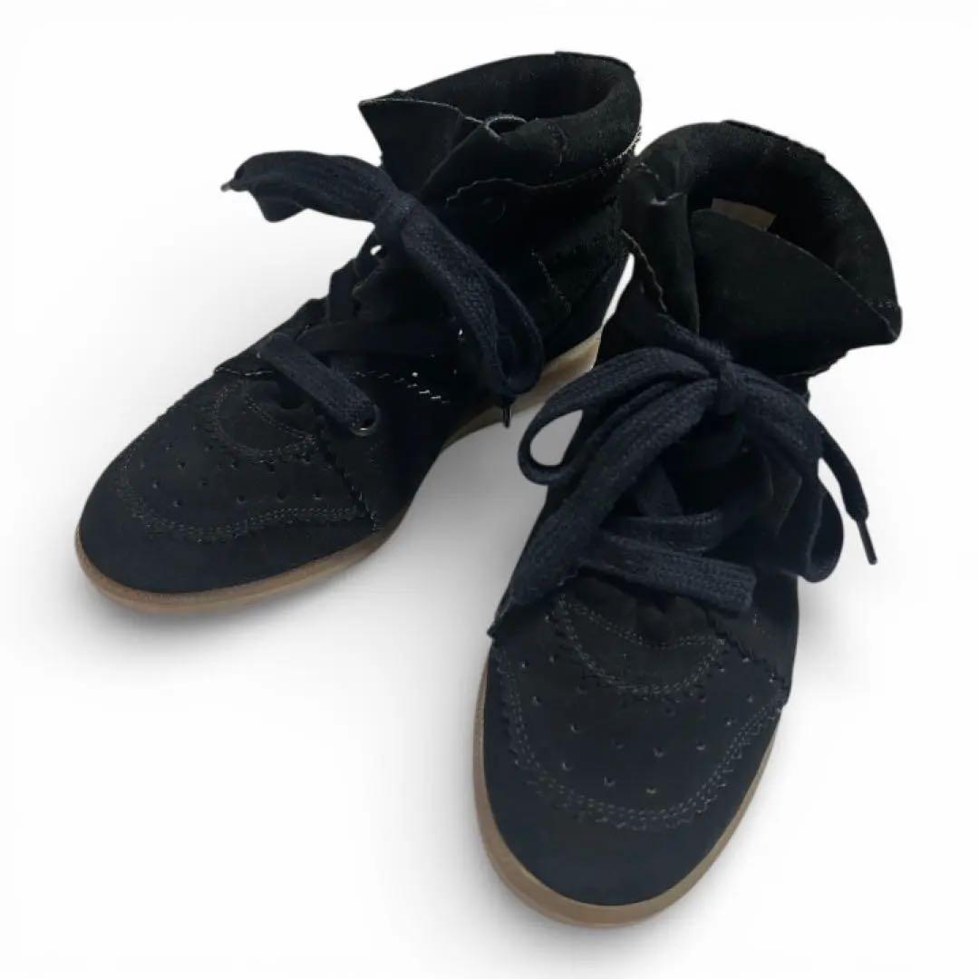 【ISABEL MARANT】黒スエードウェッジヒールスニーカー【美品】24cm