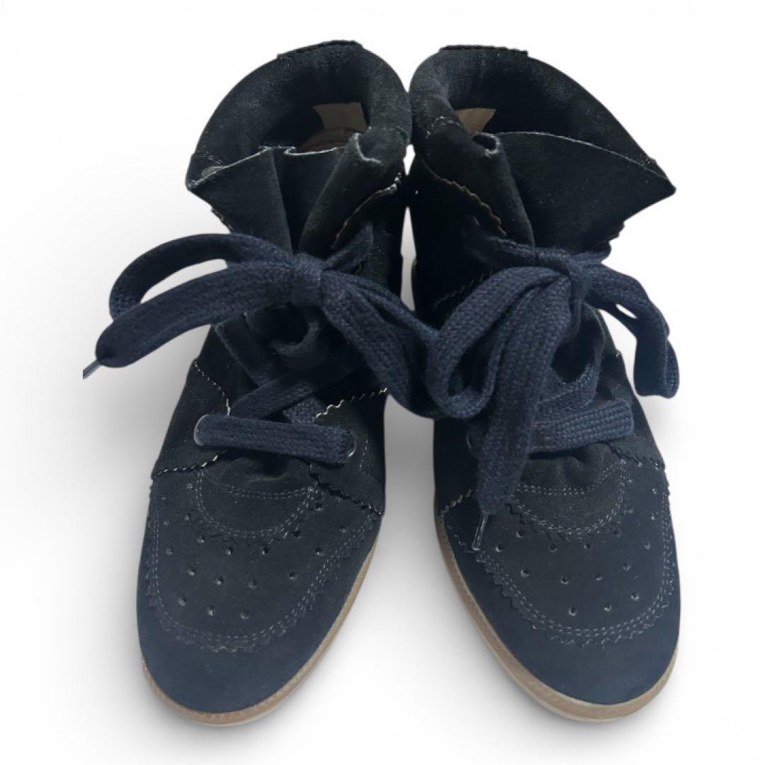 【ISABEL MARANT】黒スエードウェッジヒールスニーカー【美品】24cm