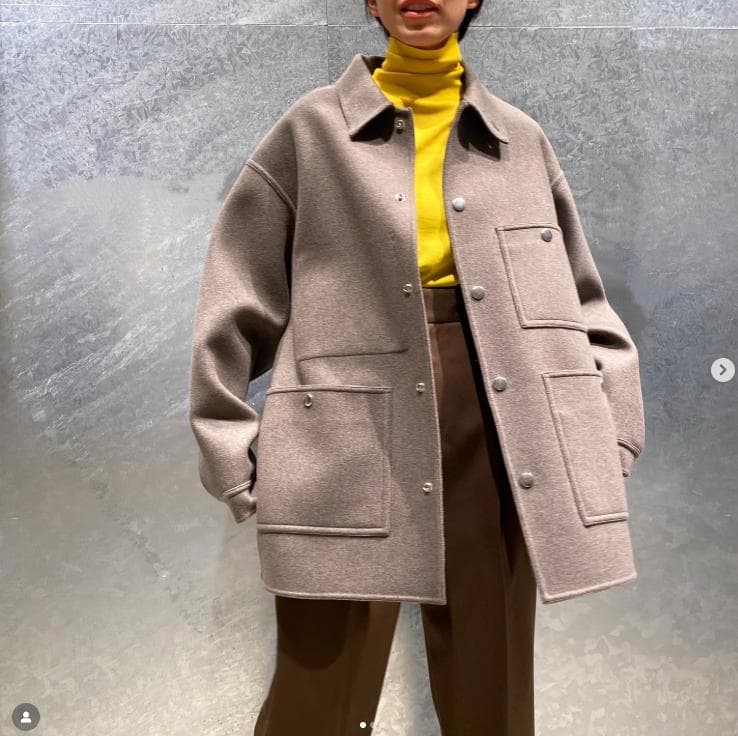 H BEAUTY&YOUTHウールカシミヤメルトンカバーオール ベージュOVY