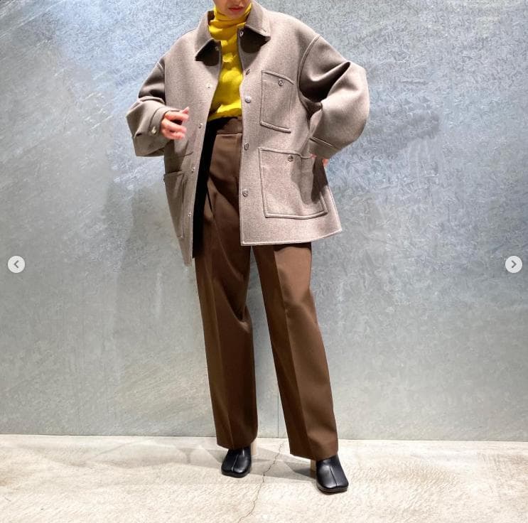 H BEAUTY&YOUTHウールカシミヤメルトンカバーオール ベージュOVY