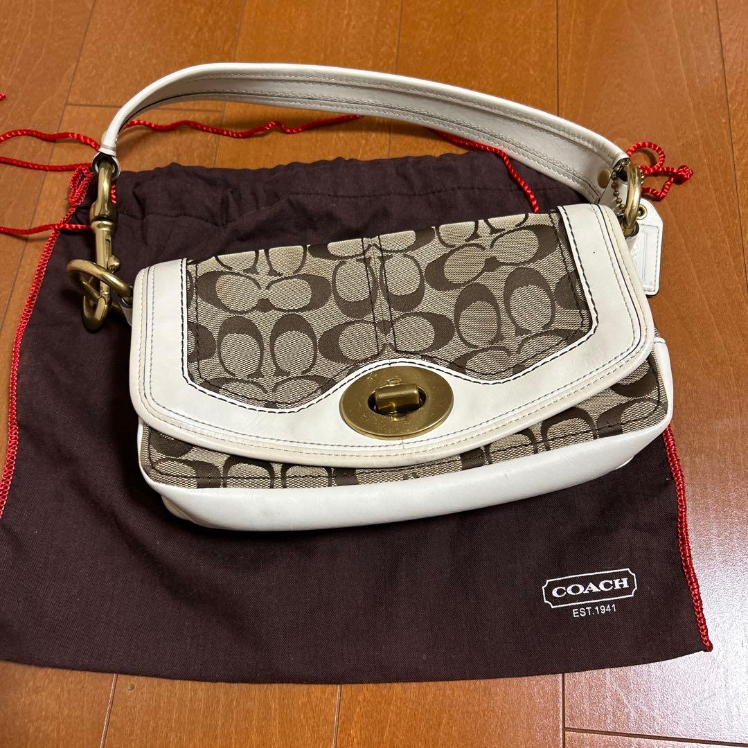 COACH ショルダーバッグ ブラウン/ホワイト