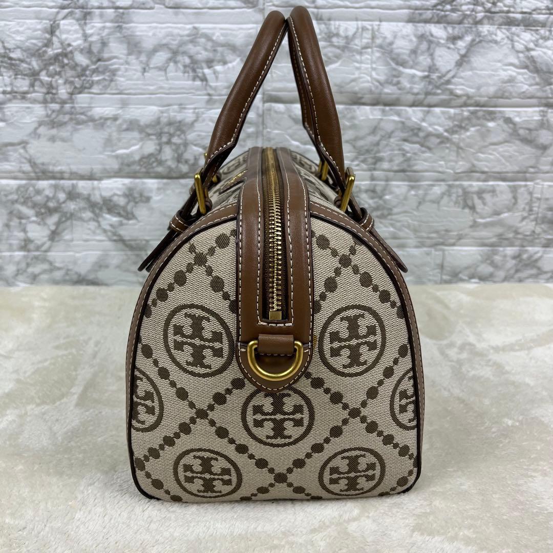 【未使用級】トリーバーチ Tモノグラム ジャカード　バレルバッグ 2way