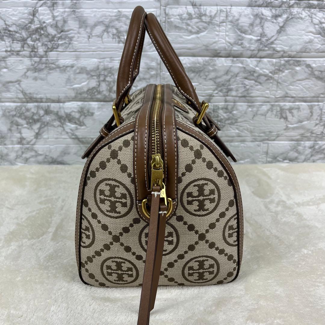 【未使用級】トリーバーチ Tモノグラム ジャカード　バレルバッグ 2way