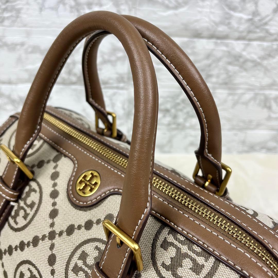 【未使用級】トリーバーチ Tモノグラム ジャカード　バレルバッグ 2way