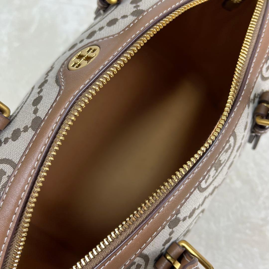 【未使用級】トリーバーチ Tモノグラム ジャカード　バレルバッグ 2way