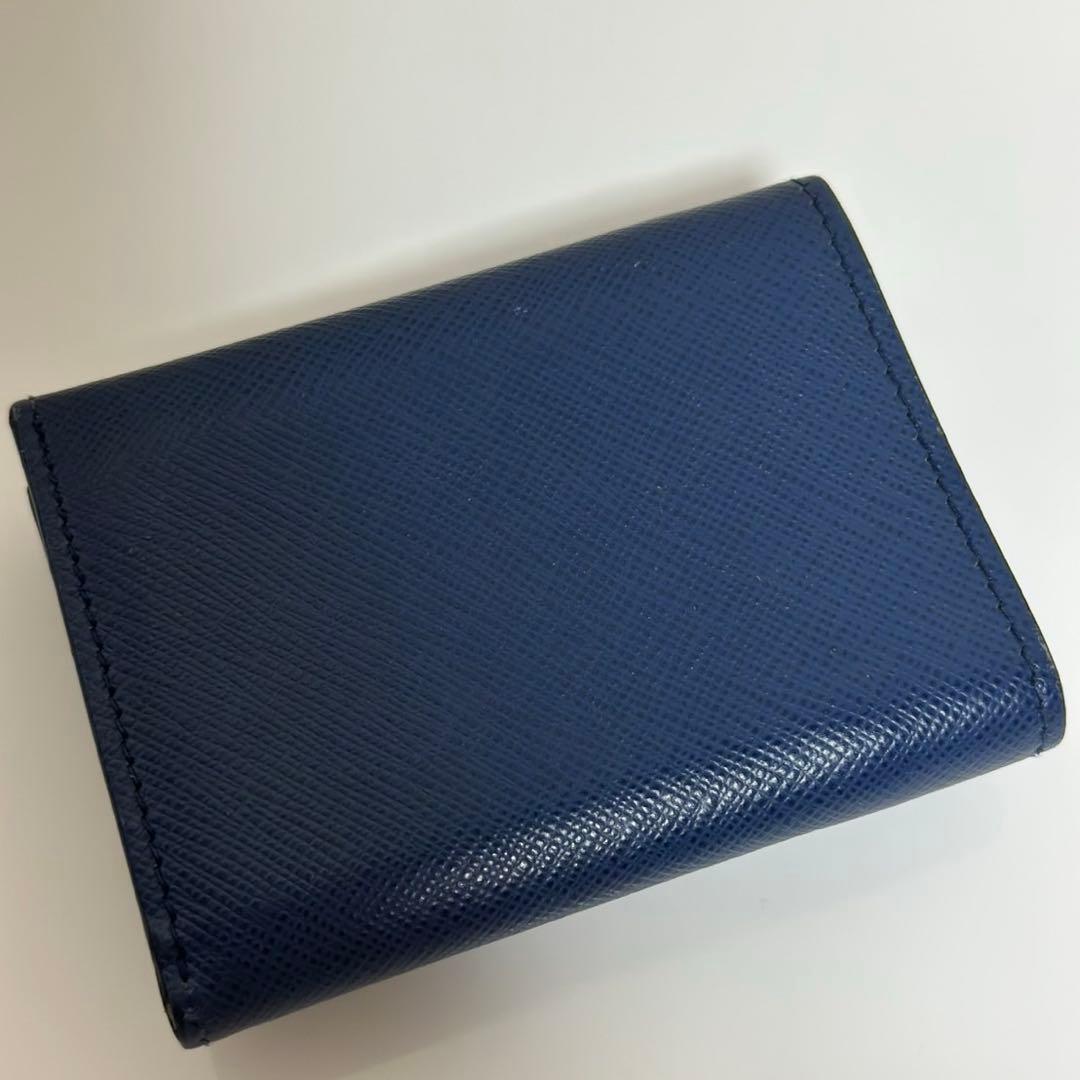 PRADA サフィアーノレザー 三つ折り財布　ブルー
