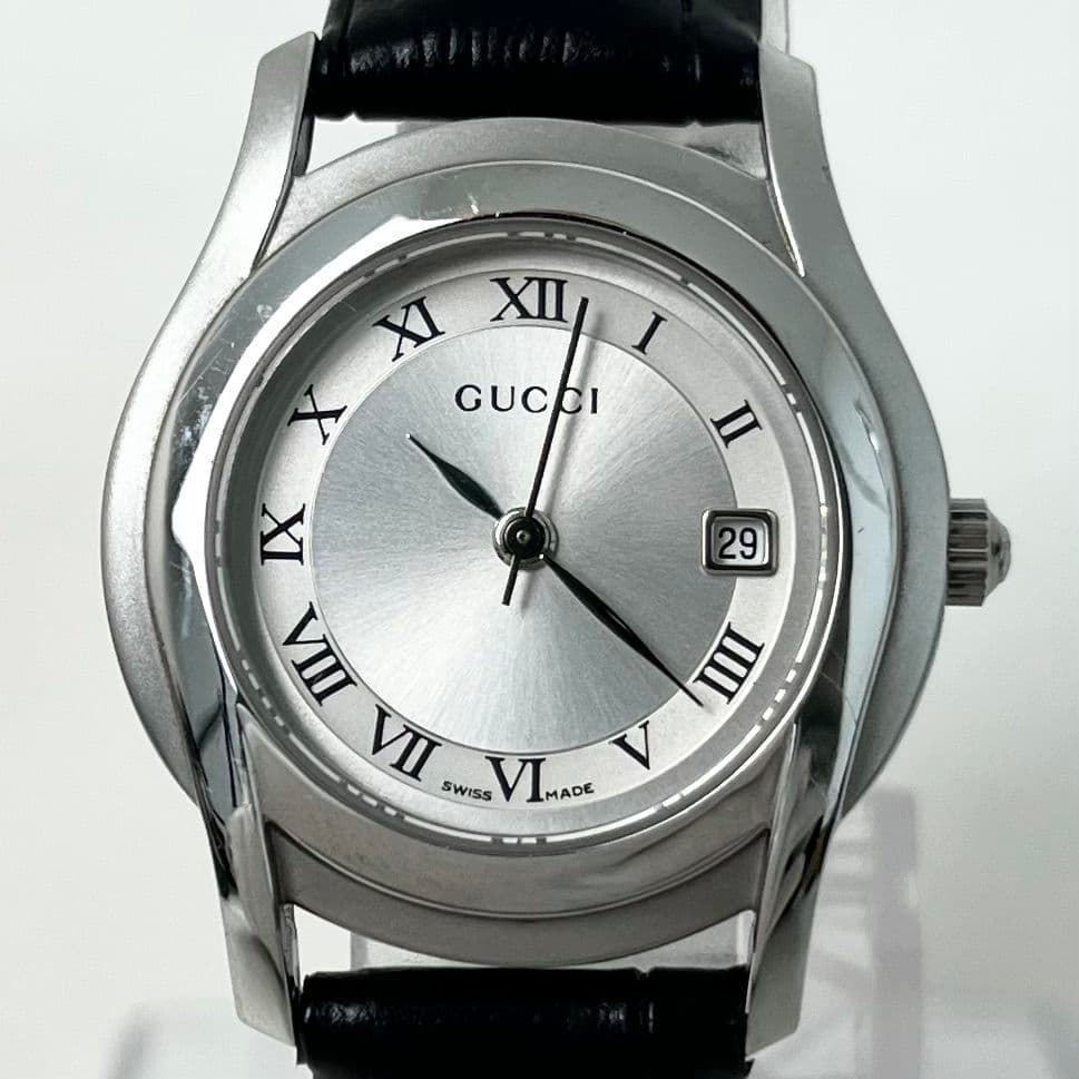【稼働】 GUCCI 5500L デイト ラウンドフェイス アナログ 腕時計