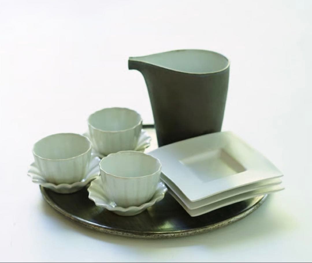 【安藤雅信】黒銀彩丸渕平皿八寸