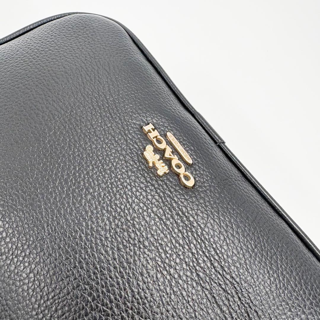 美品　コーチ ショルダーバッグ カメラバッグ ダブルジップ 黒レザー 921