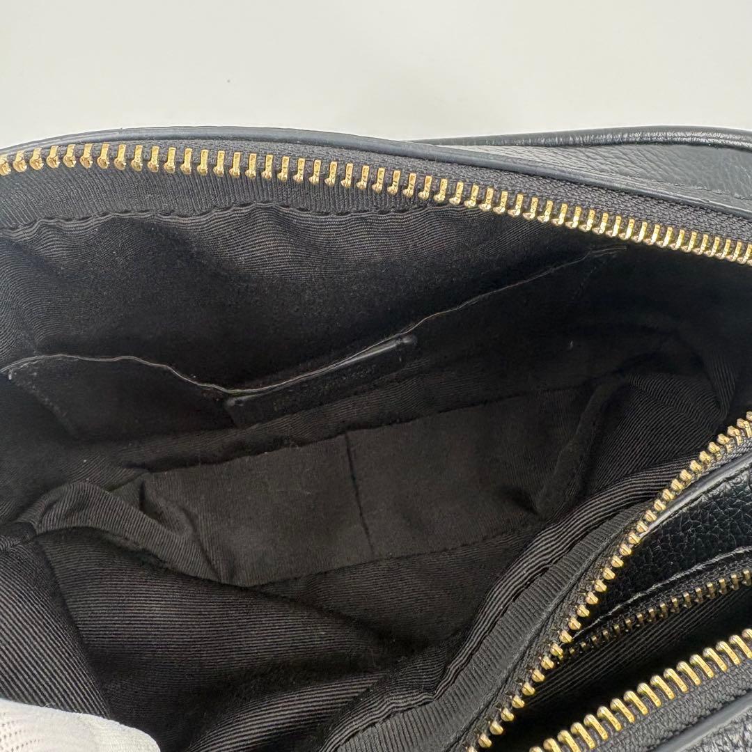 美品　コーチ ショルダーバッグ カメラバッグ ダブルジップ 黒レザー 921