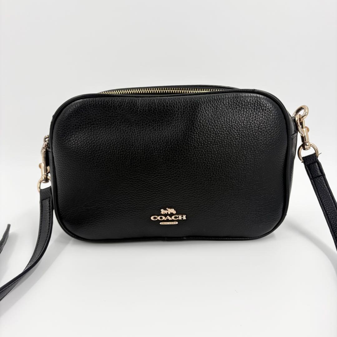 美品　コーチ ショルダーバッグ カメラバッグ ダブルジップ 黒レザー 921