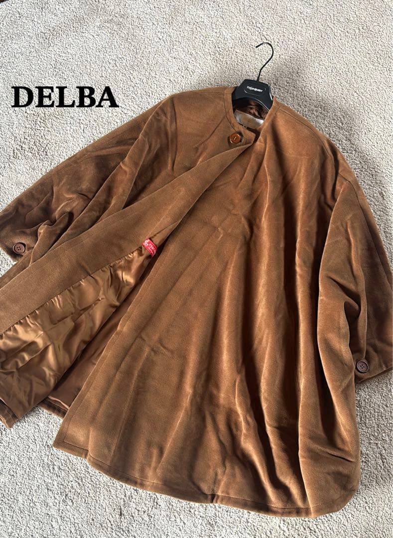 希少◆デルバ×PIACENZA ポンチョコート ケープ カシミヤ アンゴラ L