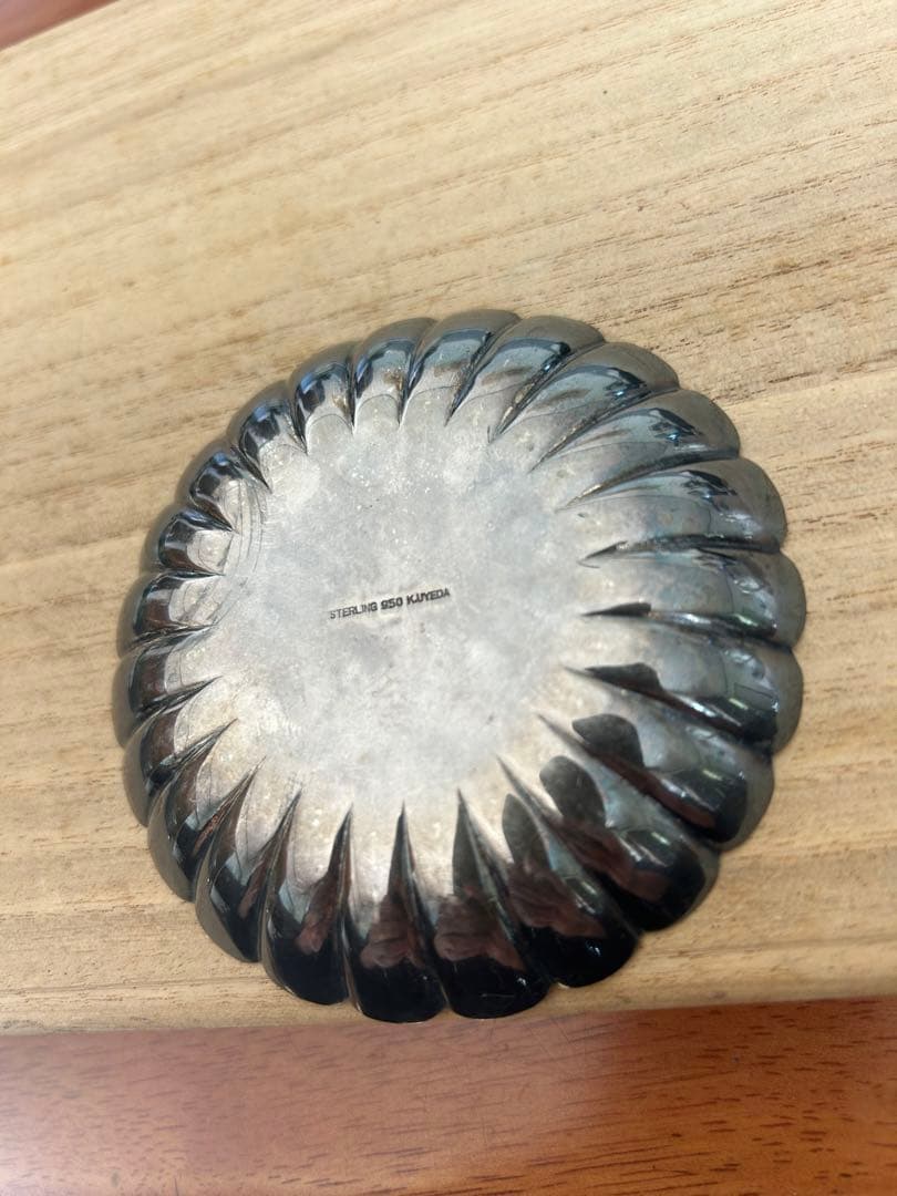 純銀　菊形銀茶器小皿 K.UYEDA銀製950 STERLING37g