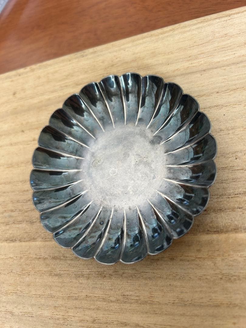 純銀　菊形銀茶器小皿 K.UYEDA銀製950 STERLING37g