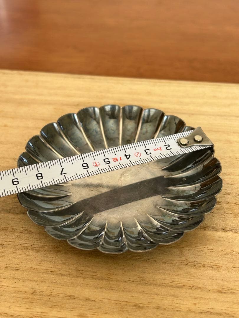 純銀　菊形銀茶器小皿 K.UYEDA銀製950 STERLING37g
