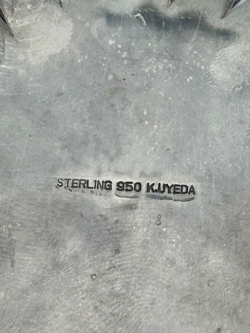 純銀　菊形銀茶器小皿 K.UYEDA銀製950 STERLING37g