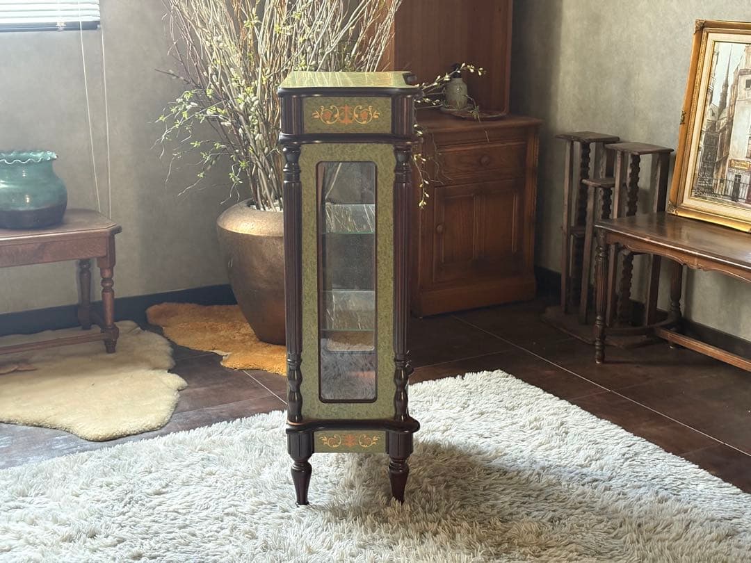 象嵌 キャビネット ガラスケース ショーケース アンティーク ビンテージ YZ