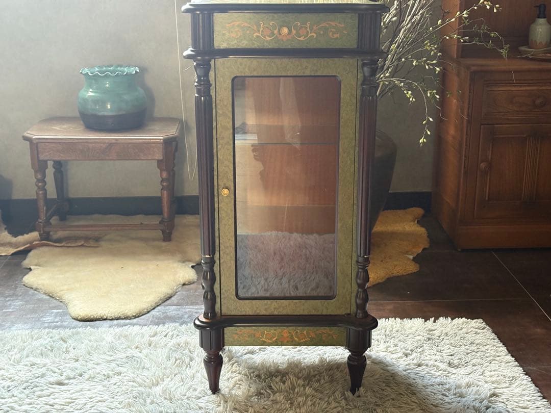 象嵌 キャビネット ガラスケース ショーケース アンティーク ビンテージ YZ