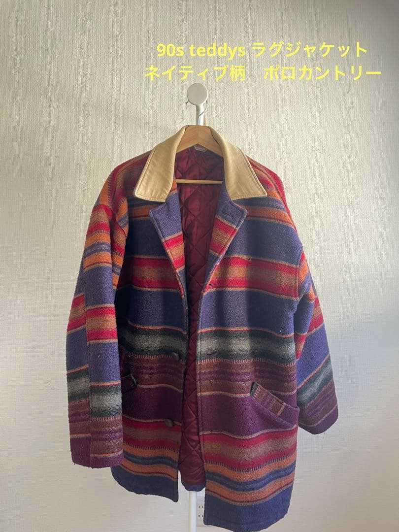 90s teddys ラグジャケット　ネイティブ柄　ポロカントリー
