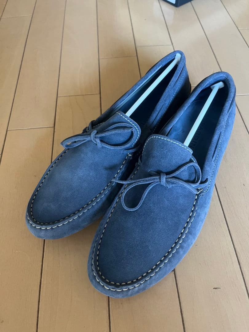 （新品）LARDINIスウェードメンズドライビングシューズ42インディゴブルー