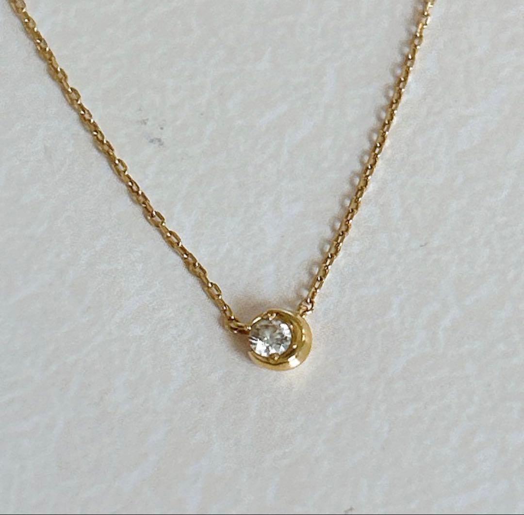 STAR JEWELRY ムーンセッティングダイヤモンドネックレス K18