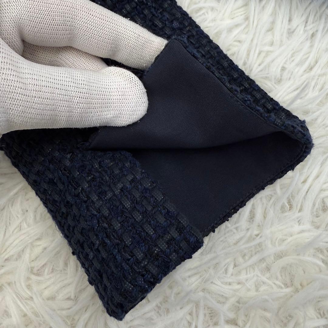 美品 アナイ ミックスツィードノーカラージャケット 濃紺 36 ANAYI