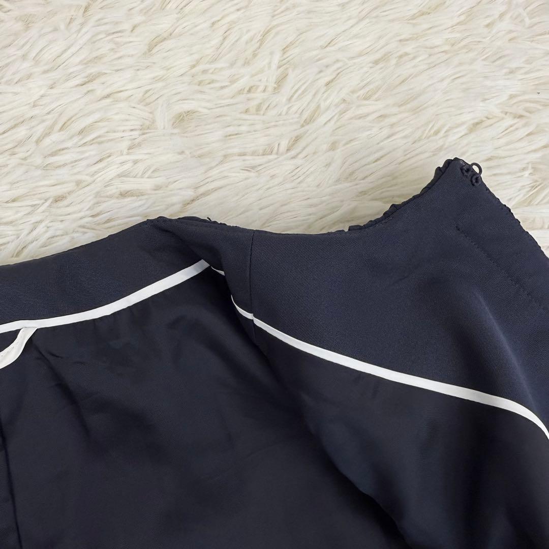 美品 アナイ ミックスツィードノーカラージャケット 濃紺 36 ANAYI