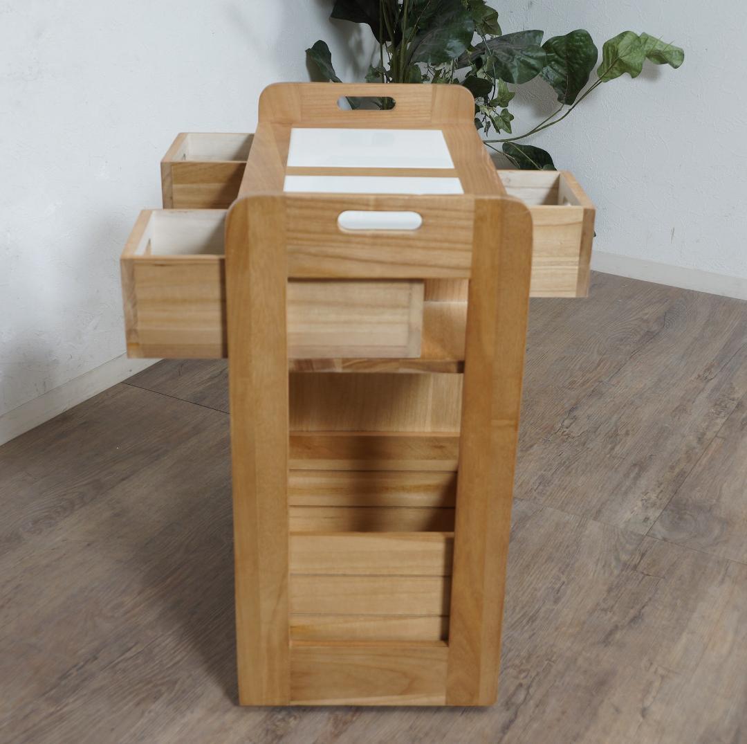 【新品・未使用】 桐製 マルチストッカー キッチンラック 収納　ワゴン