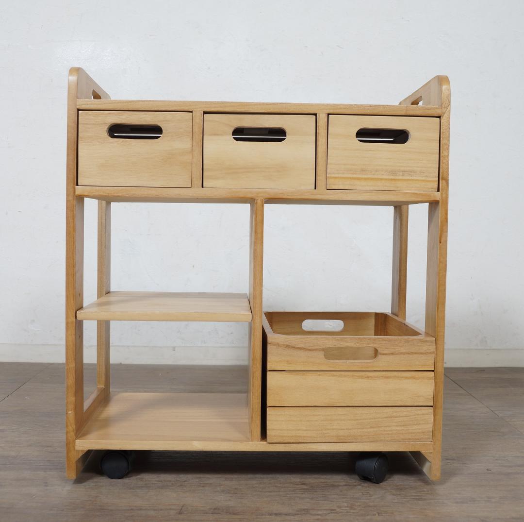 【新品・未使用】 桐製 マルチストッカー キッチンラック 収納　ワゴン