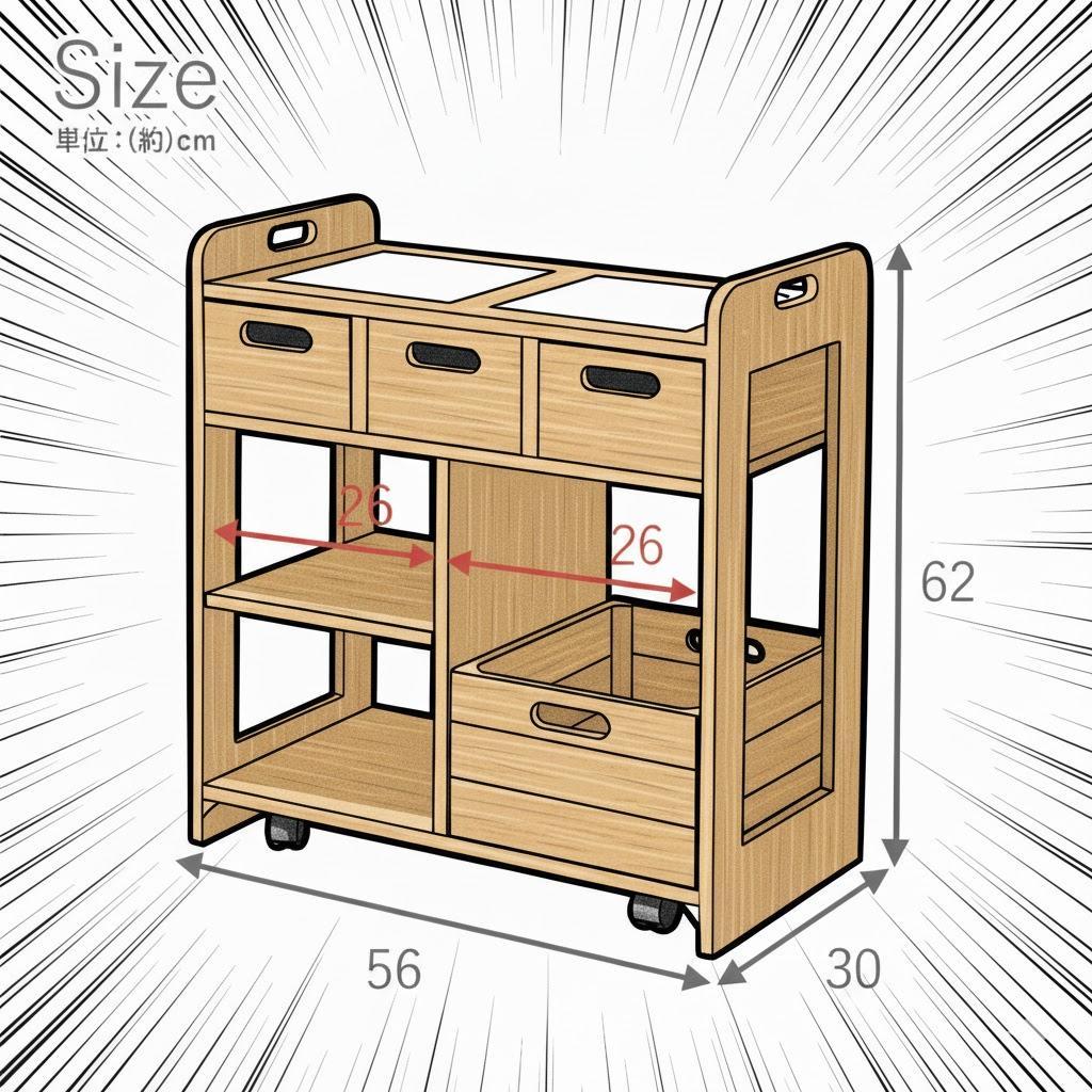 【新品・未使用】 桐製 マルチストッカー キッチンラック 収納　ワゴン