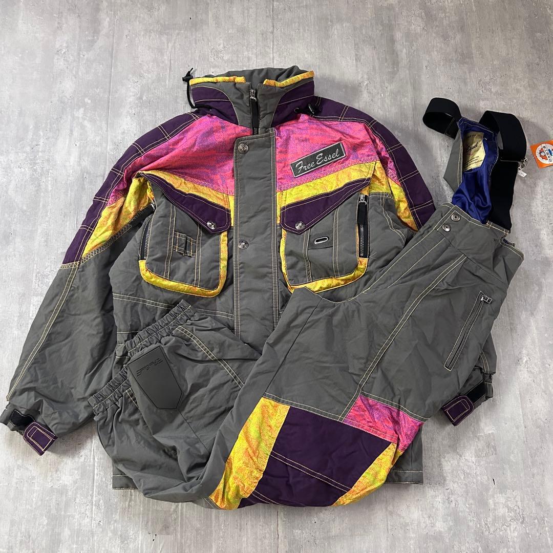 C312 良品 スキーウェア スノボー 上下セット メンズ XL相当 90s配色